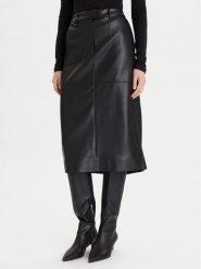 Calvin Klein Spódnica z imitacji skóry LV044D651G Czarny Regular Fit. Czarne spódnice damskie Calvin Klein, bez wzorów, ze skóry. Za 519.99 zł.