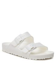 Birkenstock Klapki Arizona EVA 0129443 Biały. Białe klapki damskie Birkenstock, bez wzorów, z syntetyku, bez obcasa, bez zapięcia. Za 249.99 zł.