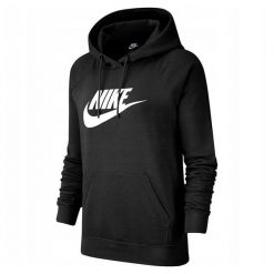 Bluza Z Kapturem Damska NSW Essential. Czarne bluzy damskie Nike, bez wzorów, bez ramiączek, z kapturem. Za 323.99 zł.