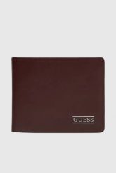 GUESS Brązowy portfel męski New Bosto Bifold. Brązowe portfele męskie Guess, z aplikacjami, ze skóry. W wyprzedaży za 251.99 zł.