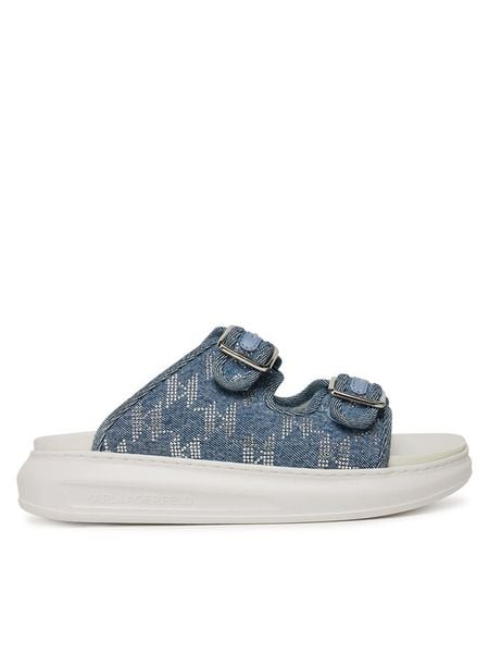 KARL LAGERFELD Klapki Kapri Slide KL62505A Niebieski. Niebieskie klapki damskie KARL LAGERFELD, bez wzorów, z materiału, bez obcasa, bez zapięcia. Za 769.99 zł.
