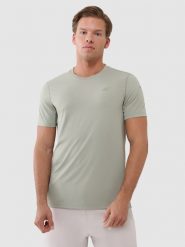 4F Koszulka treningowa regular szybkoschnąca męska - khaki XL. Brązowe koszulki sportowe męskie 4F, m, bez wzorów, z dzianiny, bez ramiączek, na fitness i siłownię. Za 129.99 zł.