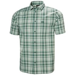 Koszula Helly Hansen Fjord Qd Ss 2.0. Zielone koszule męskie Helly Hansen, na lato, m, bez wzorów, z materiału, klasyczne, bez kołnierzyka, bez ramiączek. Za 355.05 zł.