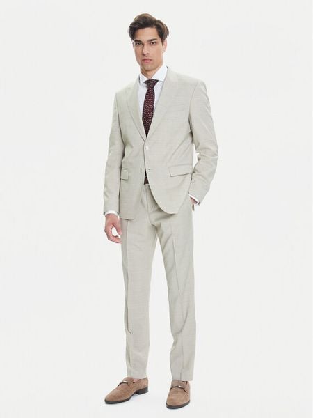 BOSS Garnitur H-Huge 50546099 Beżowy Slim Fit. Brązowe garnitury męskie Boss, m, bez wzorów, z wełny. Za 1,959.00 zł.