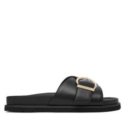 Klapki Gant. Czarne klapki damskie GANT, bez wzorów, bez obcasa, bez zapięcia. Za 459.99 zł.