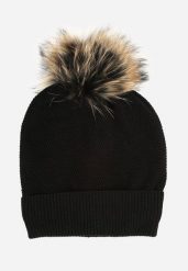 Czarna Czapka z Kaszmirem i Bawełną Windy Time. Czarne czapki damskie Renee, bez wzorów, z bawełny, eleganckie. Za 44.99 zł.