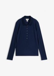 Prążkowana koszulka polo. Zielone bluzki damskie bonprix, bez wzorów, prążkowane, bez kołnierzyka, bez ramiączek. Za 79.99 zł.