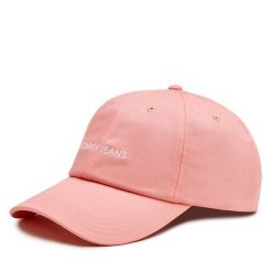 Czapka z daszkiem Tommy Jeans. Czerwone czapki damskie Tommy Jeans, bez wzorów, z jeansu. Za 79.99 zł.