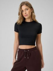 4F T-shirt slim gładki damski - czarny XL. Czarne t-shirty damskie 4F, xl, bez wzorów, z materiału, klasyczne, bez kołnierzyka, bez ramiączek. Za 89.99 zł.