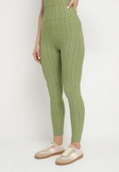 Ciemnozielone Legginsy Sportowe z Elastyczną Gumką i Tłoczonym Wzorem Ardisa. Zielone legginsy damskie Born2be, m, bez wzorów, z jeansu, na fitness i siłownię. Za 34.99 zł.