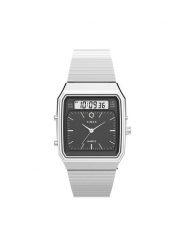 Timex Zegarek Q Timex® 1982 Ana-Digi Reissue Chronograph TW2Y05900 Srebrny. Szare zegarki męskie Timex, bez wzorów, srebrne. Za 719.99 zł.
