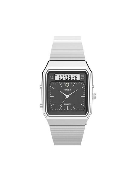 Timex Zegarek Q Timex® 1982 Ana-Digi Reissue Chronograph TW2Y05900 Srebrny. Szare zegarki męskie Timex, bez wzorów, srebrne. Za 719.99 zł.