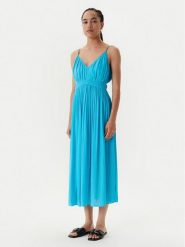 Morgan Sukienka letnia 251-ROIYA Turkusowy Loose Fit. Niebieskie sukienki damskie Morgan, na lato, bez wzorów, z syntetyku, bez kołnierzyka, bez ramiączek. Za 299.99 zł.