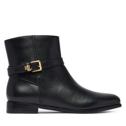 Botki LAUREN RALPH LAUREN. Czarne botki damskie Lauren Ralph Lauren, bez wzorów, bez obcasa, na słupku, bez zapięcia. Za 1,199.00 zł.