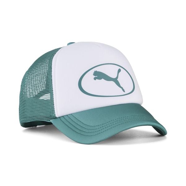 Czapka typu trucker Essentials PUMA. Białe czapki damskie Puma, na wiosnę, bez wzorów, eleganckie. Za 89.00 zł.