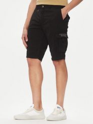 Aeronautica Militare Szorty materiałowe 251BE066CT1122 Czarny Regular Fit. Czarne szorty męskie Aeronautica Militare, bez wzorów, z bawełny. Za 449.99 zł.