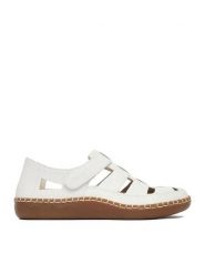 Rieker Półbuty CEO-N2453-80 Biały. Białe półbuty damskie Rieker, bez wzorów, ze skóry, bez obcasa, na płaskiej podeszwie, bez zapięcia. Za 349.99 zł.