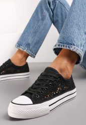 Czarne Trampki Przed Kostkę z Ażurową Cholewką Shiliarre. Czarne trampki i tenisówki damskie Renee, w ażurowe wzory, przed kostkę, bez zapięcia. Za 79.99 zł.