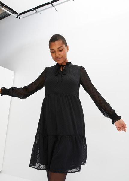 Sukienka mini. Brązowe sukienki damskie bonprix, bez wzorów, z szyfonu, bez kołnierzyka, bez ramiączek, mini. Za 129.99 zł.