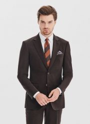 PAKO LORENTE – Brązowa marynarka garniturowa. Brązowe marynarki męskie Pako Lorente, bez wzorów, z poliesteru, biznesowe, bez kołnierzyka, bez ramiączek. Za 1,299.99 zł.