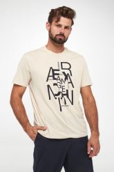 T-shirt męski z logo ARMANI EXCHANGR. T-shirty męskie Armani Exchange, m, bez wzorów, bez kołnierzyka, bez ramiączek. W wyprzedaży za 254.25 zł.
