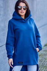 Bluza ocieplana z dłuższym tyłem jeansowa. Bluzy damskie KESI, l, bez wzorów, z bawełny, bez ramiączek, bez kaptura. Za 250.94 zł.