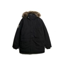 Parka z syntetycznym futrem Superdry Everest. Czarne parki męskie Superdry, l, bez wzorów, z futra, eleganckie, bez kołnierzyka, bez kaptura. Za 798.05 zł.