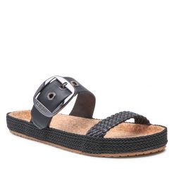 Klapki Big Star Shoes. Czarne klapki damskie BIG STAR SHOES, bez wzorów, retro, bez obcasa, bez zapięcia. Za 119.99 zł.