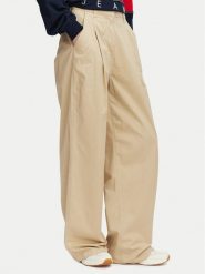 Tommy Jeans Spodnie materiałowe DW0DW21698 Beżowy Regular Fit. Brązowe spodnie materiałowe damskie Tommy Jeans, bez wzorów, z bawełny. Za 369.99 zł.