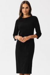 Elegancka sukienka ołówkowa z rozcięciem czarna. Czarne sukienki damskie Stylove, l, bez wzorów, eleganckie, bez kołnierzyka, bez ramiączek, ołówkowe. Za 289.00 zł.