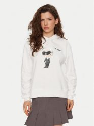 KARL LAGERFELD Bluza A1W20083 Biały Regular Fit. Białe bluzy damskie KARL LAGERFELD, xxl, bez wzorów, z bawełny, bez ramiączek, bez kaptura. Za 719.99 zł.