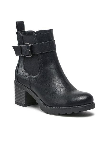 Clara Barson Botki WS2265-07 Czarny. Czarne botki damskie Clara Barson, bez wzorów, z syntetyku, bez obcasa, na słupku, bez zapięcia. Za 159.99 zł.