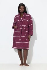 Damskie Szlafrok paski szalowy kołnierz długi rękaw frotte. Zielone szlafroki damskie Ulla Popken, plus size, bez wzorów, z bawełny, plus size, bez ramiączek, bez kaptura. Za 349.99 zł.