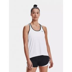 Koszulka fitness damska Under Armour Knockout Tank bez rękawów. Białe koszulki sportowe damskie Under Armour, l, bez wzorów, bez ramiączek, na fitness i siłownię. Za 119.99 zł.