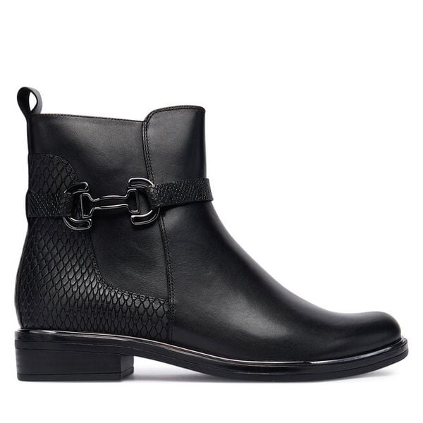 Botki Caprice. Czarne botki damskie Caprice, bez wzorów, bez obcasa, na płaskiej podeszwie, bez zapięcia. Za 379.99 zł.