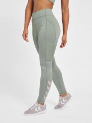 Damskie legginsy mid-rise Hummel MT Chipo. Zielone legginsy damskie Hummel, bez wzorów, z elastanu. Za 157.90 zł.