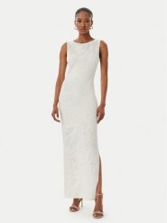 Guess Sukienka dzianinowa W6GK81 Z0680 Kremowy Slim Fit. Białe sukienki damskie Guess, m, z aplikacjami, z dzianiny, bez kołnierzyka, bez ramiączek. Za 794.99 zł.