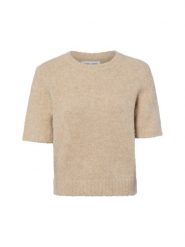 Samsøe Samsøe sweter z krótkim rękawem wykonany z wełny alpaki - Sajeanne Kobiety beżowy, M. Brązowe swetry nierozpinane damskie Samsøe & Samsøe, m, bez wzorów, z wełny, klasyczne, bez kołnierzyka, bez ramiączek. Za 749.95 zł.