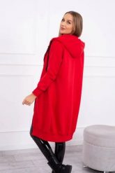 Bluza ocieplana długa z kapturem czerwona. Czerwone bluzy damskie KESI, l, bez wzorów, z bawełny, bez ramiączek, z kapturem. Za 313.67 zł.