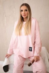 Komplet new punto bluza + spodnie pudrowy róż. Czerwone bluzy damskie KESI, l, bez wzorów, z bawełny, biznesowe, bez ramiączek, bez kaptura. Za 347.13 zł.