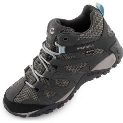 Buty Outdoor Merrell Alverstone Mid Gtx Storm Damskie Szare. Niebieskie obuwie trekkingowe damskie Merrell, bez zapięcia. Za 747.99 zł.
