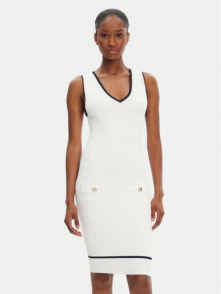 Marciano Guess Sukienka codzienna 5RGK99 5640Z Écru Regular Fit. Sukienki damskie Marciano Guess, na co dzień, z aplikacjami, z wiskozy, bez kołnierzyka, bez ramiączek, proste. Za 329.99 zł.