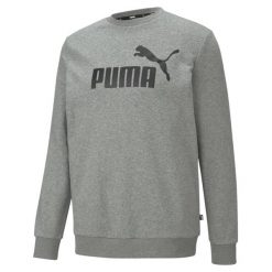 Bluza męska Puma Essential Big Logo Crew, szaro-szara. Czarne bluzy męskie Puma, m, bez wzorów, sportowe, bez ramiączek, bez kaptura. Za 249.99 zł.