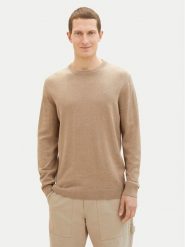Tom Tailor Sweter 1038426 Beżowy Regular Fit. Brązowe swetry męskie Tom Tailor, l, bez wzorów, z bawełny, bez kołnierzyka, bez ramiączek. Za 139.99 zł.