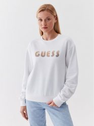 Guess Bluza W3YQ13 K8802 Biały Relaxed Fit. Białe bluzy damskie Guess, xl, z aplikacjami, z bawełny, bez ramiączek, bez kaptura. Za 269.99 zł.