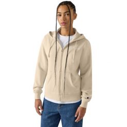 Bluza damska Champion Full Zip Hoodie Sweatshirt. Brązowe bluzy damskie Champion, s, bez wzorów, z bawełny, bez ramiączek. Za 205.99 zł.