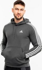 Adidas Bluza męska adidas Essentials Fleece 3-Stripes Hoodie zielona IX2366 M. Zielone bluzy męskie Adidas, m, bez wzorów, bez kaptura. Za 224.45 zł.