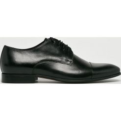 Domeno - Półbuty. Czarne buty wizytowe męskie Domeno, bez wzorów, z materiału, bez obcasa, bez zapięcia. W wyprzedaży za 299.90 zł.
