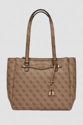 GUESS Brązowa shopperka damska Katya Multi. Brązowe shopperki damskie Guess, z aplikacjami, ze skóry ekologicznej, bez dodatków. W wyprzedaży za 559.99 zł.