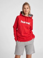 Bluza sportowa z kapturem damska Hummel Go Cotton Logo Hoodie Woman. Niebieskie bluzy damskie Hummel, s, bez wzorów, z bawełny, klasyczne, bez ramiączek, z kapturem. Za 181.35 zł.